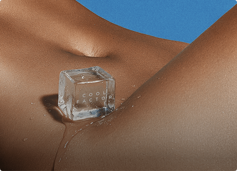 Cool Factor ice cube melting on smooth skin